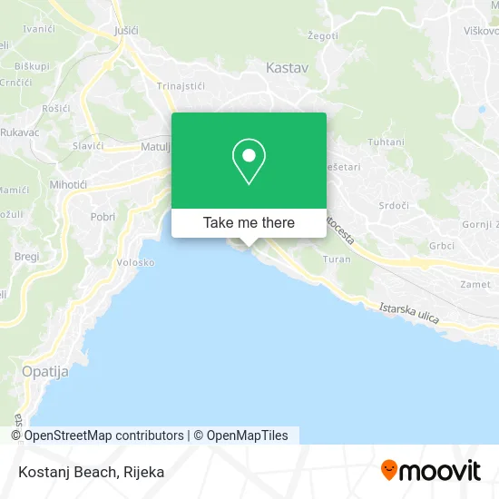 Kostanj Beach map