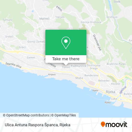 Ulica Antuna Raspora Španca map