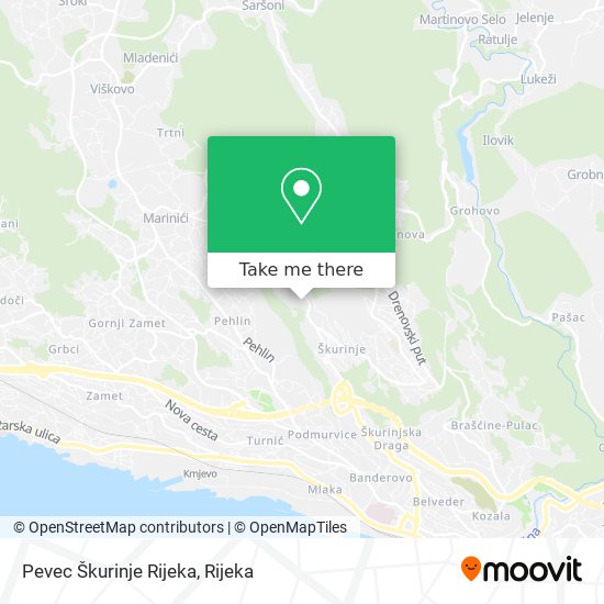 Pevec Škurinje Rijeka map