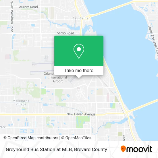 Mapa de Greyhound Bus Station at MLB
