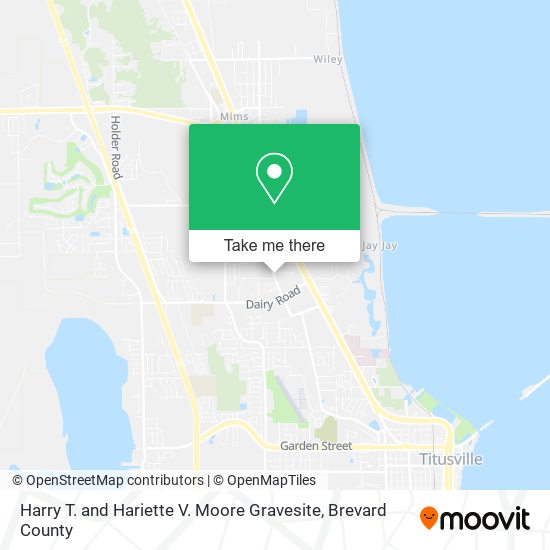 Harry T. and Hariette V. Moore Gravesite map