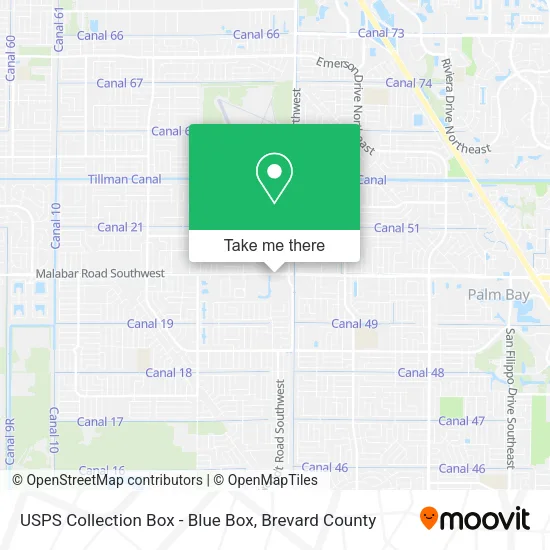 Mapa de USPS Collection Box - Blue Box