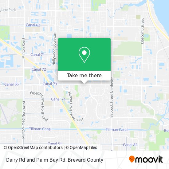 Dairy Rd and Palm Bay Rd map