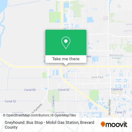 Greyhound: Bus Stop - Mobil Gas Station map