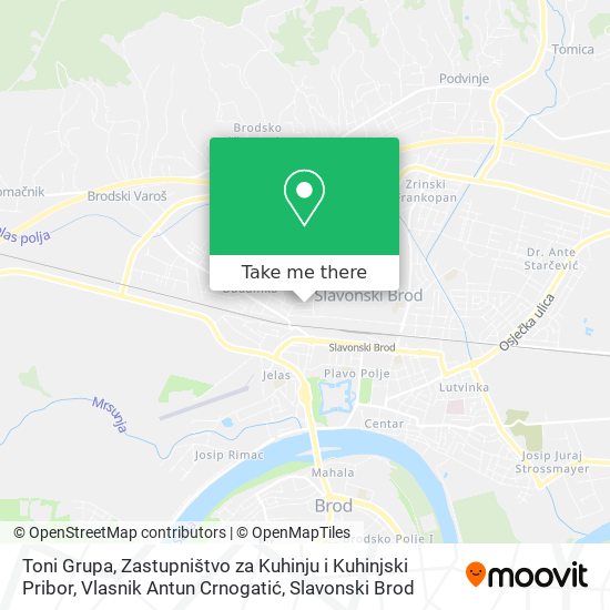 Toni Grupa, Zastupništvo za Kuhinju i Kuhinjski Pribor, Vlasnik Antun Crnogatić map
