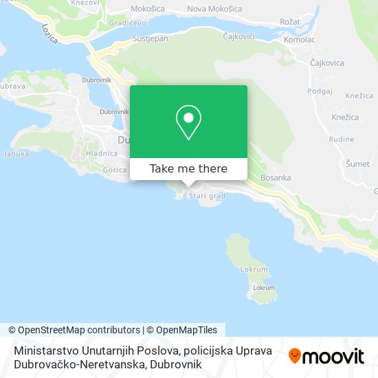 Ministarstvo Unutarnjih Poslova, policijska Uprava Dubrovačko-Neretvanska map