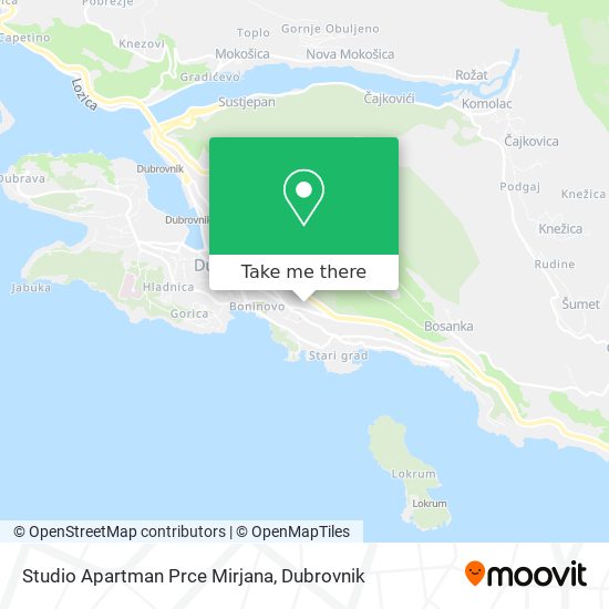 Studio Apartman Prce Mirjana map