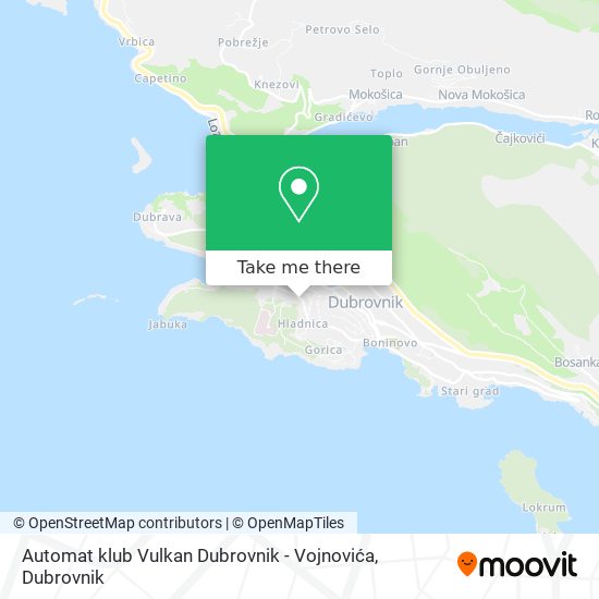 Automat klub Vulkan Dubrovnik - Vojnovića map