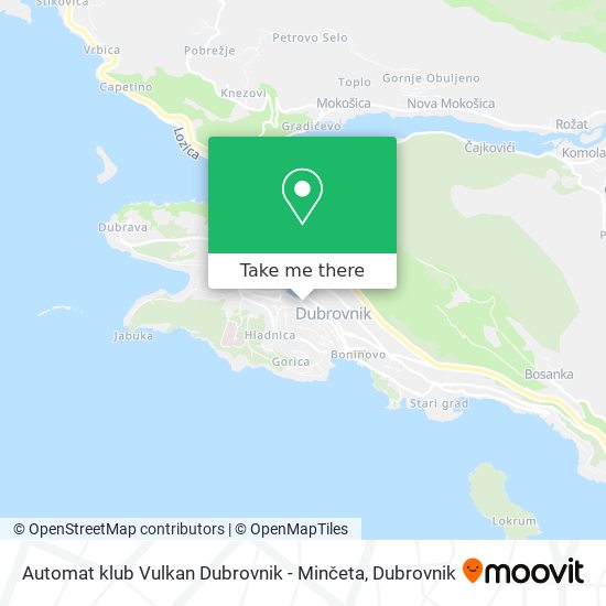 Automat klub Vulkan Dubrovnik - Minčeta map