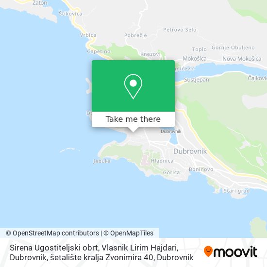 Sirena Ugostiteljski obrt, Vlasnik Lirim Hajdari, Dubrovnik, šetalište kralja Zvonimira 40 map