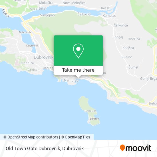 Old Town Gate Dubrovnik map