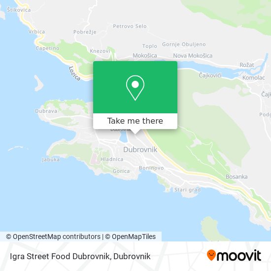 Igra Street Food Dubrovnik map