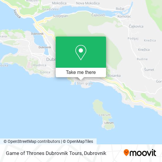 Game of Thrones Dubrovnik Tours map