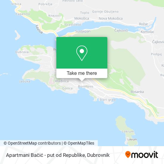Apartmani Bačić - put od Republike map