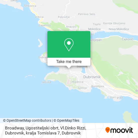Broadway, Ugostiteljski obrt, Vl.Dinko Rizzi, Dubrovnik, kralja Tomislava 7 map