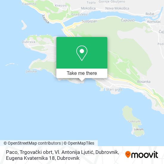 Paco, Trgovački obrt, Vl. Antonija Ljutić, Dubrovnik, Eugena Kvaternika 18 map