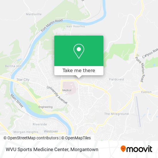 Mapa de WVU Sports Medicine Center