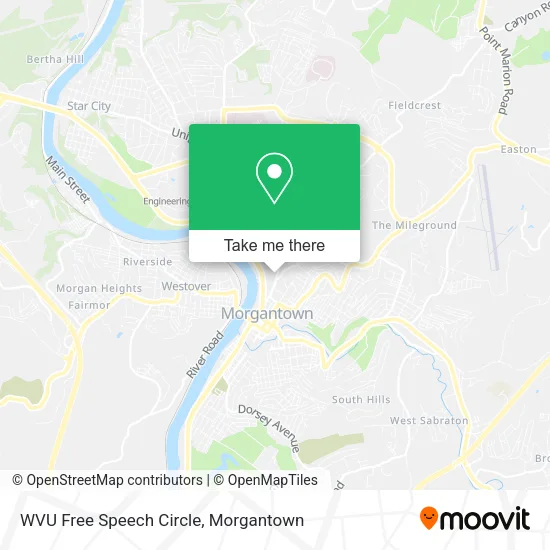 Mapa de WVU Free Speech Circle