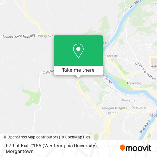 I-79 at Exit #155 (West Virginia University) map