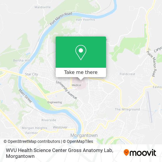 WVU Health Science Center Gross Anatomy Lab map