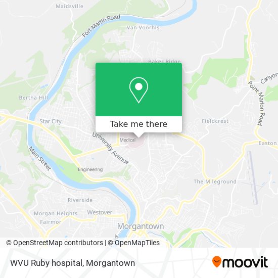 Mapa de WVU Ruby hospital