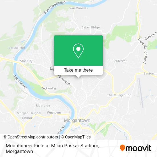 Mountaineer Field at Milan Puskar Stadium map