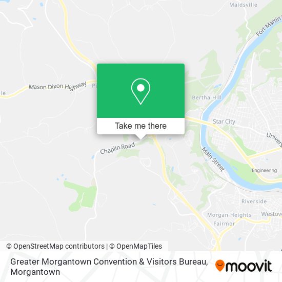 Greater Morgantown Convention & Visitors Bureau map