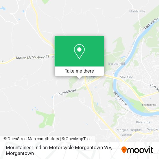 Mountaineer Indian Motorcycle Morgantown WV map