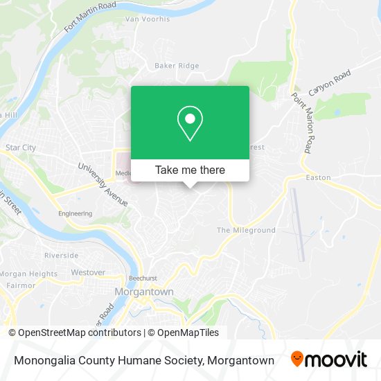 Mapa de Monongalia County Humane Society