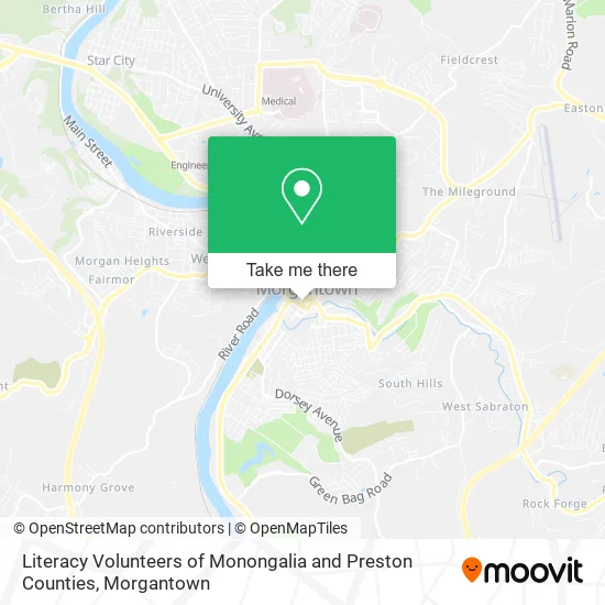 Mapa de Literacy Volunteers of Monongalia and Preston Counties