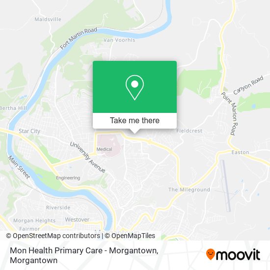 Mapa de Mon Health Primary Care - Morgantown
