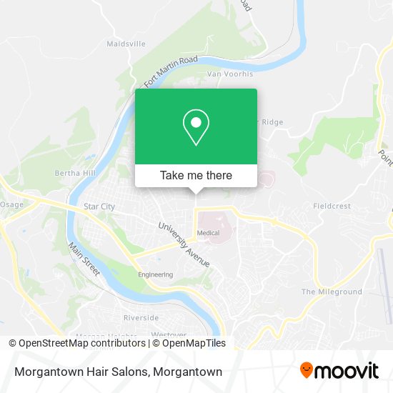 Morgantown Hair Salons map