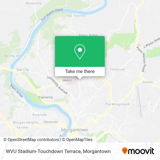 Mapa de WVU Stadium-Touchdown Terrace
