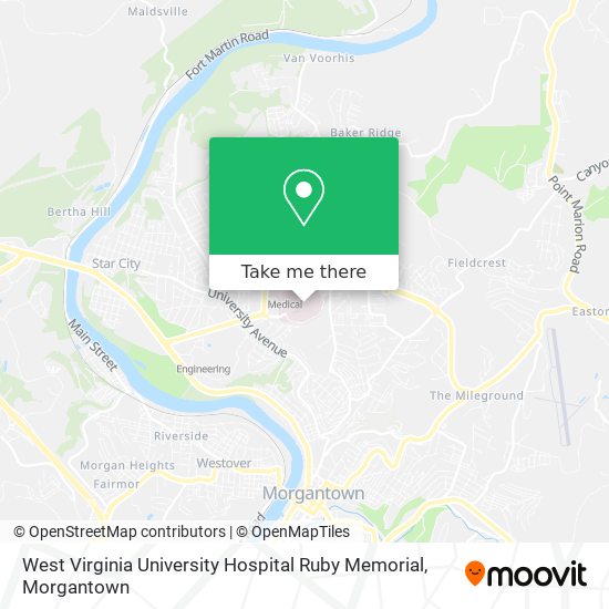 Mapa de West Virginia University Hospital Ruby Memorial