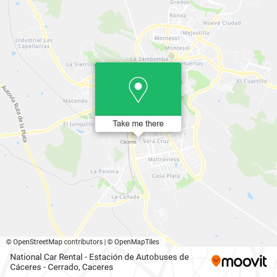 mapa National Car Rental - Estación de Autobuses de Cáceres - Cerrado