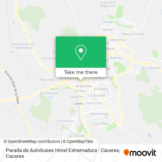 Parada de Autobuses Hotel Extremadura - Cáceres map