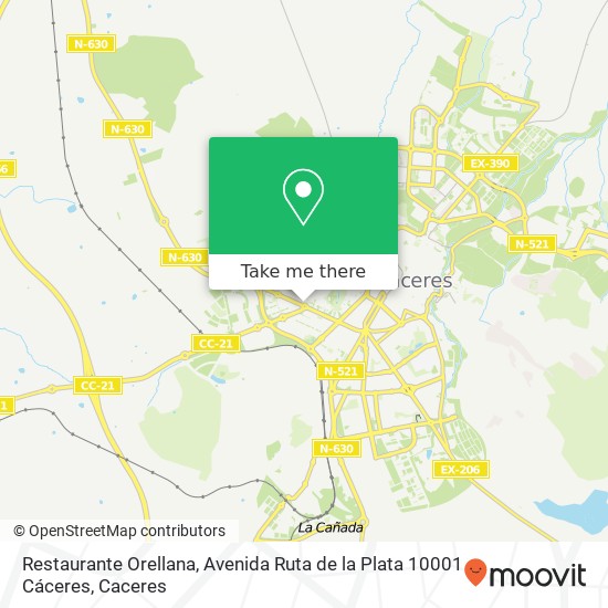 mapa Restaurante Orellana, Avenida Ruta de la Plata 10001 Cáceres