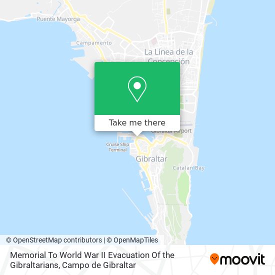 mapa Memorial To World War II Evacuation Of the Gibraltarians