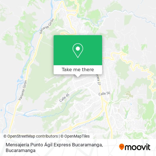 Mapa de Mensajería Punto Ágil Express Bucaramanga