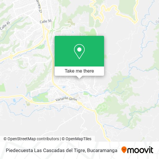 Piedecuesta Las Cascadas del Tigre map