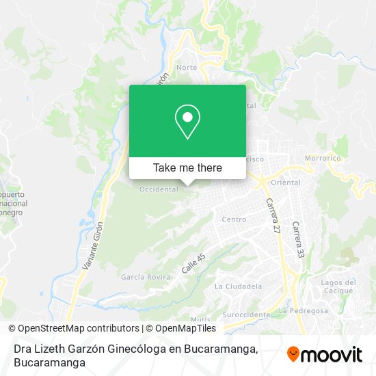 Mapa de Dra Lizeth Garzón Ginecóloga en Bucaramanga