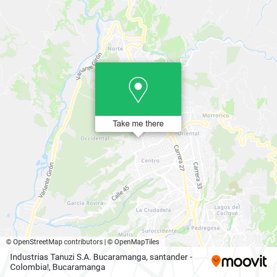 Mapa de Industrias Tanuzi S.A. Bucaramanga, santander - Colombia!