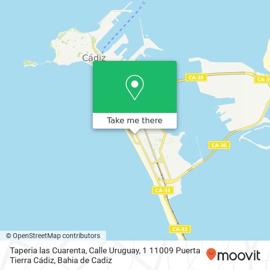 mapa Taperia las Cuarenta, Calle Uruguay, 1 11009 Puerta Tierra Cádiz
