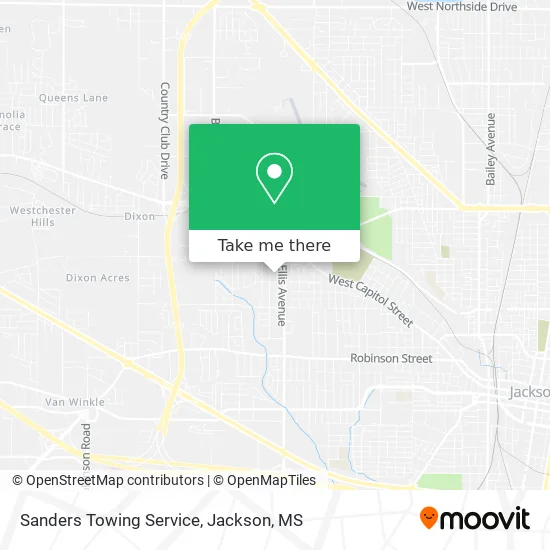 Sanders Towing Service map