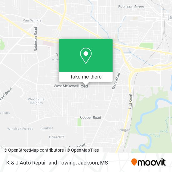 K & J Auto Repair and Towing map
