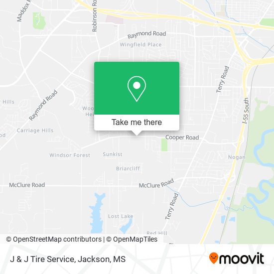 J & J Tire Service map