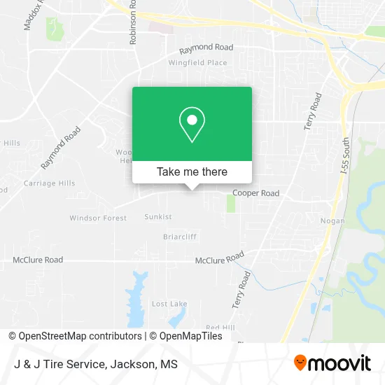 J & J Tire Service map