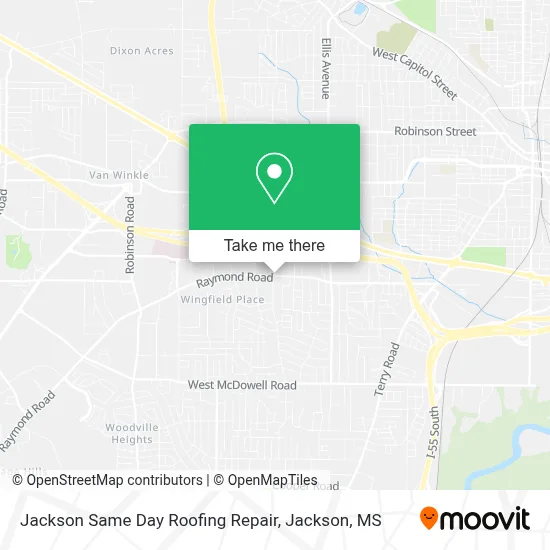 Jackson Same Day Roofing Repair map