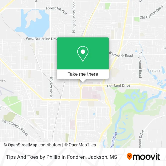 Tips And Toes by Phillip In Fondren map