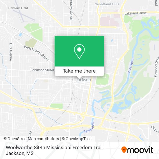Woolworth's Sit-In Mississippi Freedom Trail map